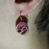 Boucles d'oreilles en argent et cuir rose – Image 2