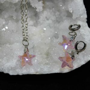 ensemble collier et boucle d' oreille en argent et cristal d 'Autriche