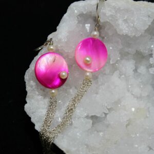 Boucle d oreille et sautoir en nacre et perles d 'eau douce