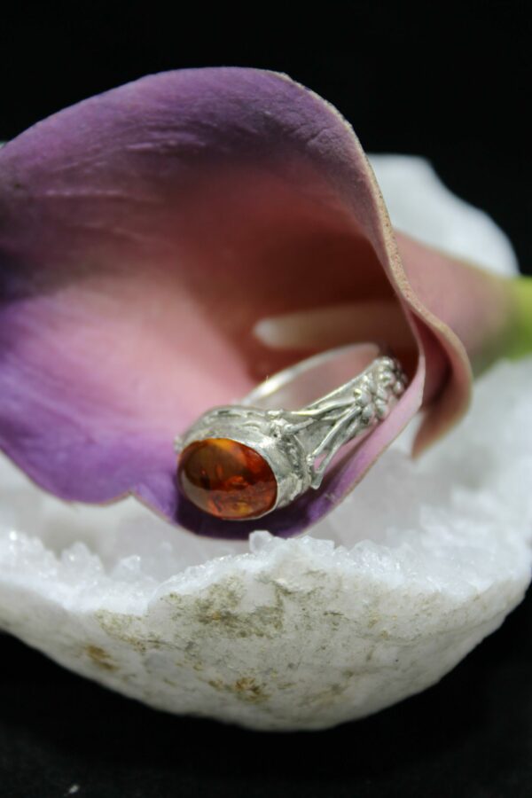 magnifique bague en argent avec ambre – Image 2