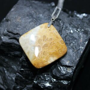 Collier en corail fossilisé jaune