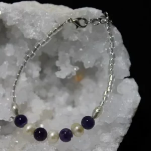 Bracelet Rocaille en verre Perles d eau douce Améthyste