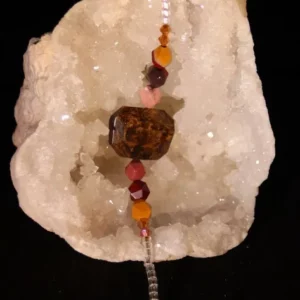 Bracelet rocaille en verre toupie en cristal d'Autriche jaspe mokaïte bronzite