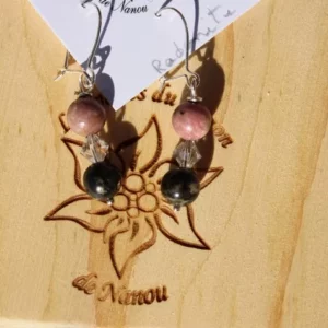 Boucle d'oreille en rhodonite