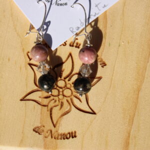 Boucle d'oreille en rhodonite