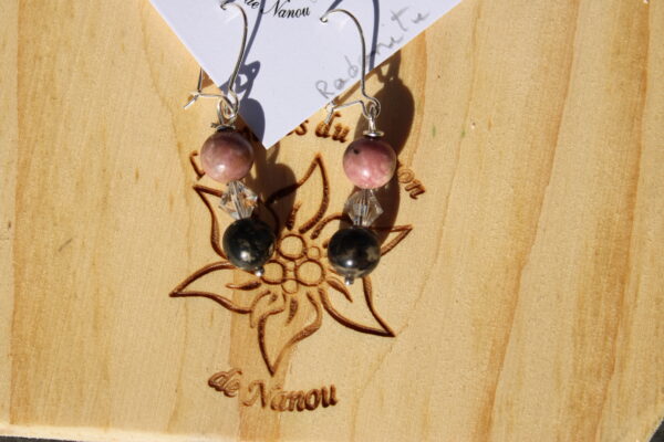 Boucle d'oreille en rhodonite