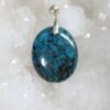 Pendentif turquoise en forme de graine de café avec attache en argent