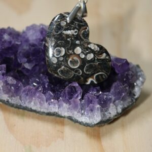 Original pendentif en agate turritelle avec attache en argent