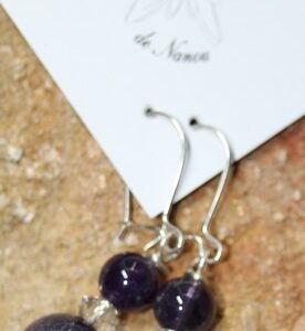 Boucles d'oreilles perles en améthyste et cristal d'Autriche