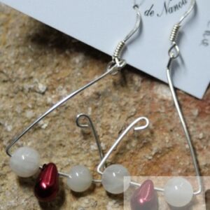 Boucles d'oreilles perles en pierre de lune et goutte en cristal d'autriche